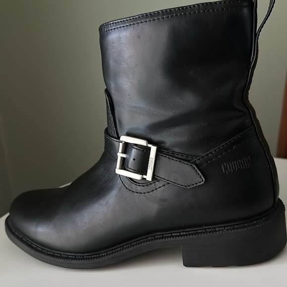 Cougar Janet Waterproof Moto Buckle Ankle Boots Faux Leather Side Zipper - Picture 1 of 17